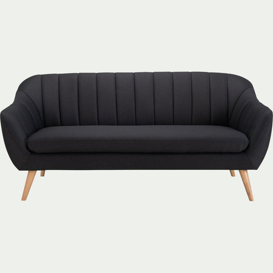 SHELL - Canapé 3 places fixe en tissu - gris anthracite