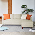AUREL - Canapé d'angle réversible fixe en tissu Loft - beige roucas