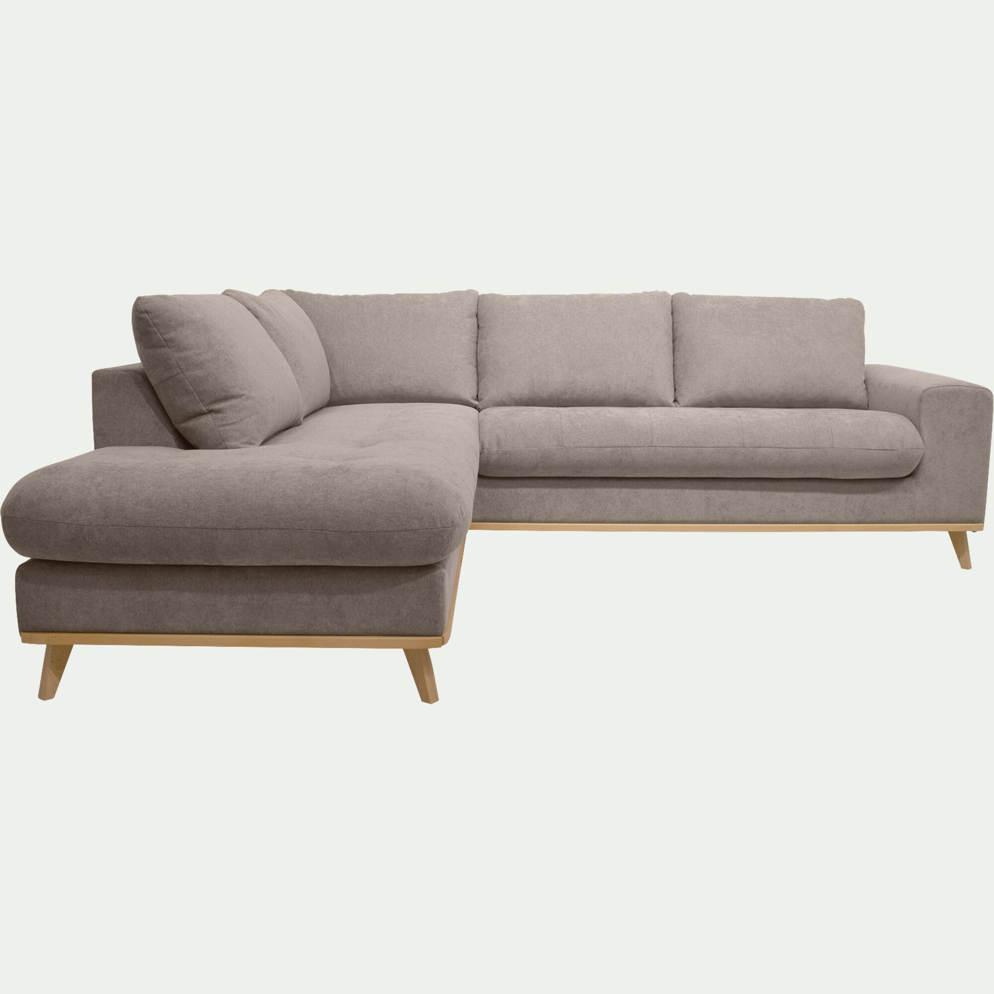 CAPIA - Canapé d'angle gauche fixe en tissu storm - taupe