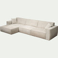 KUBO - Canapé grand angle gauche fixe en tissu tramé - beige