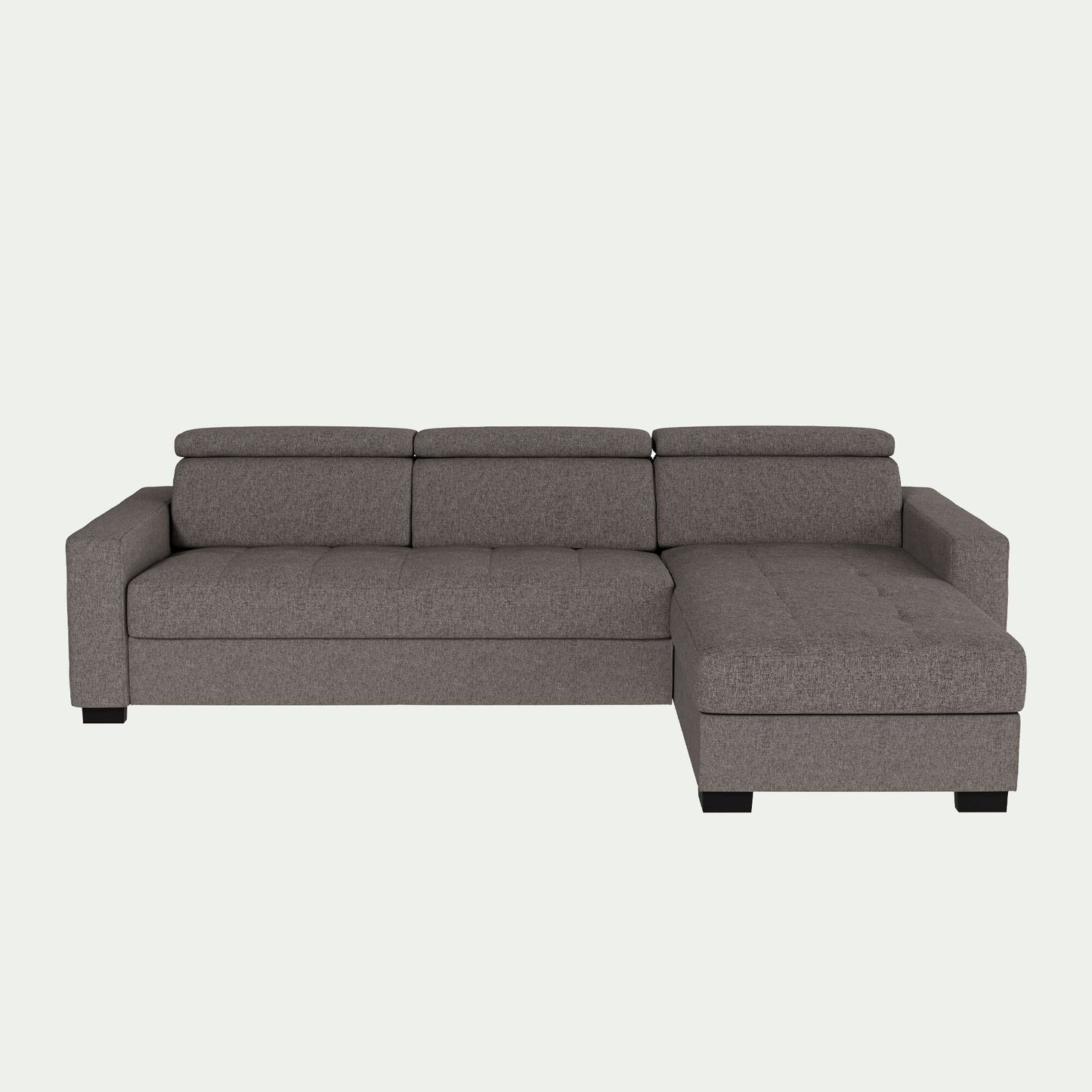 MAURO - Canapé d'angle réversible convertible matelas Bultex en tissus pop avec accoudoirs 20cm - taupe