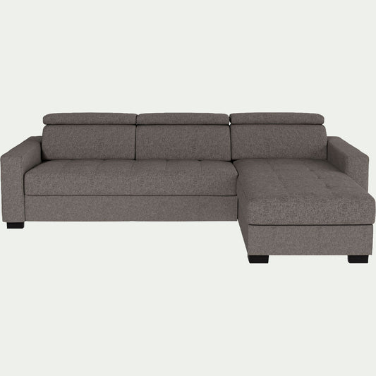 MAURO - Canapé d'angle réversible en tissu pop avec accoudoirs 20cm - taupe
