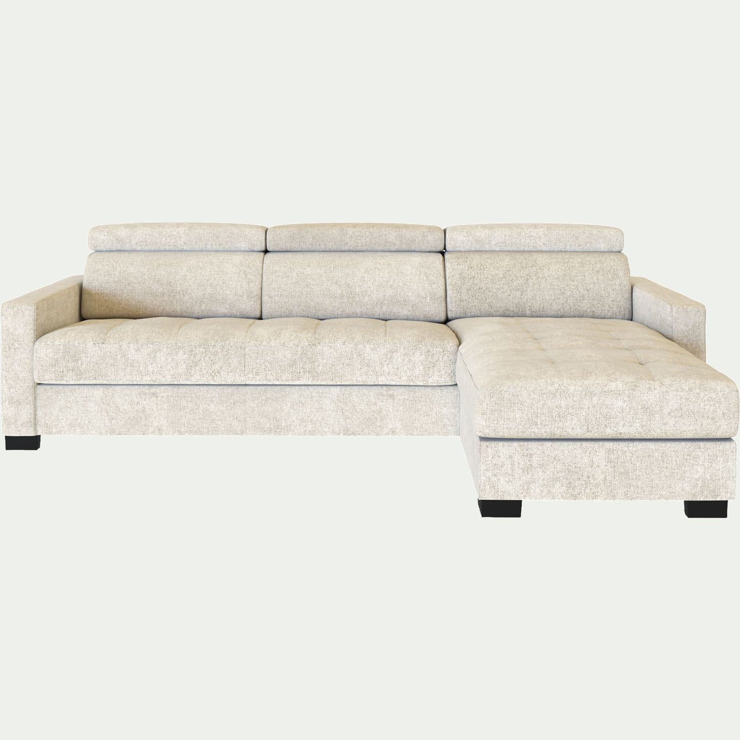 MAURO - Canapé d'angle réversible convertible en tissu genesis avec accoudoirs 15cm - blanc ventoux