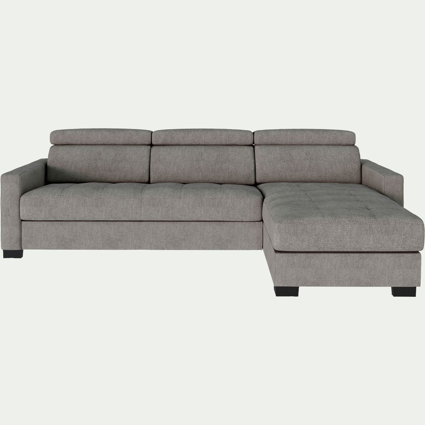 MAURO - Canapé d'angle réversible convertible matelas Bultex en tissu monclar avec accoudoirs 15cm - taupe