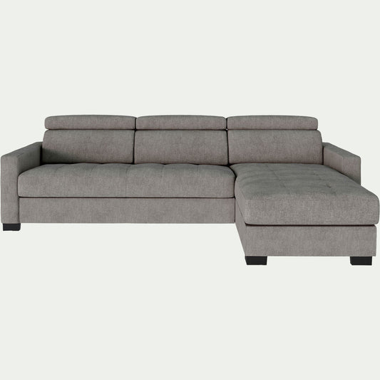 MAURO - Canapé d'angle réversible convertible matelas Bultex en tissu monclar avec accoudoirs 15cm - taupe