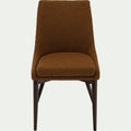 ABBY - Chaise de repas en tissu bouclette rasé - brun chataignier
