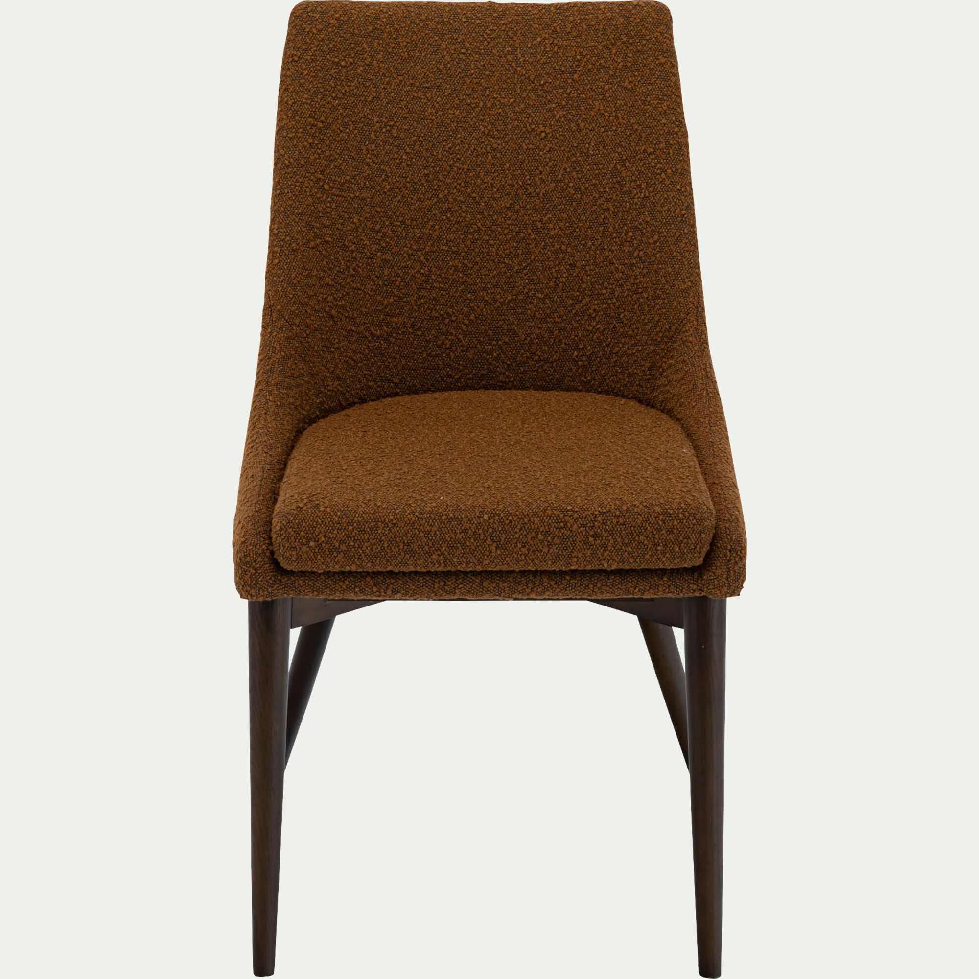 ABBY - Chaise de repas en tissu bouclette rasé - brun chataignier