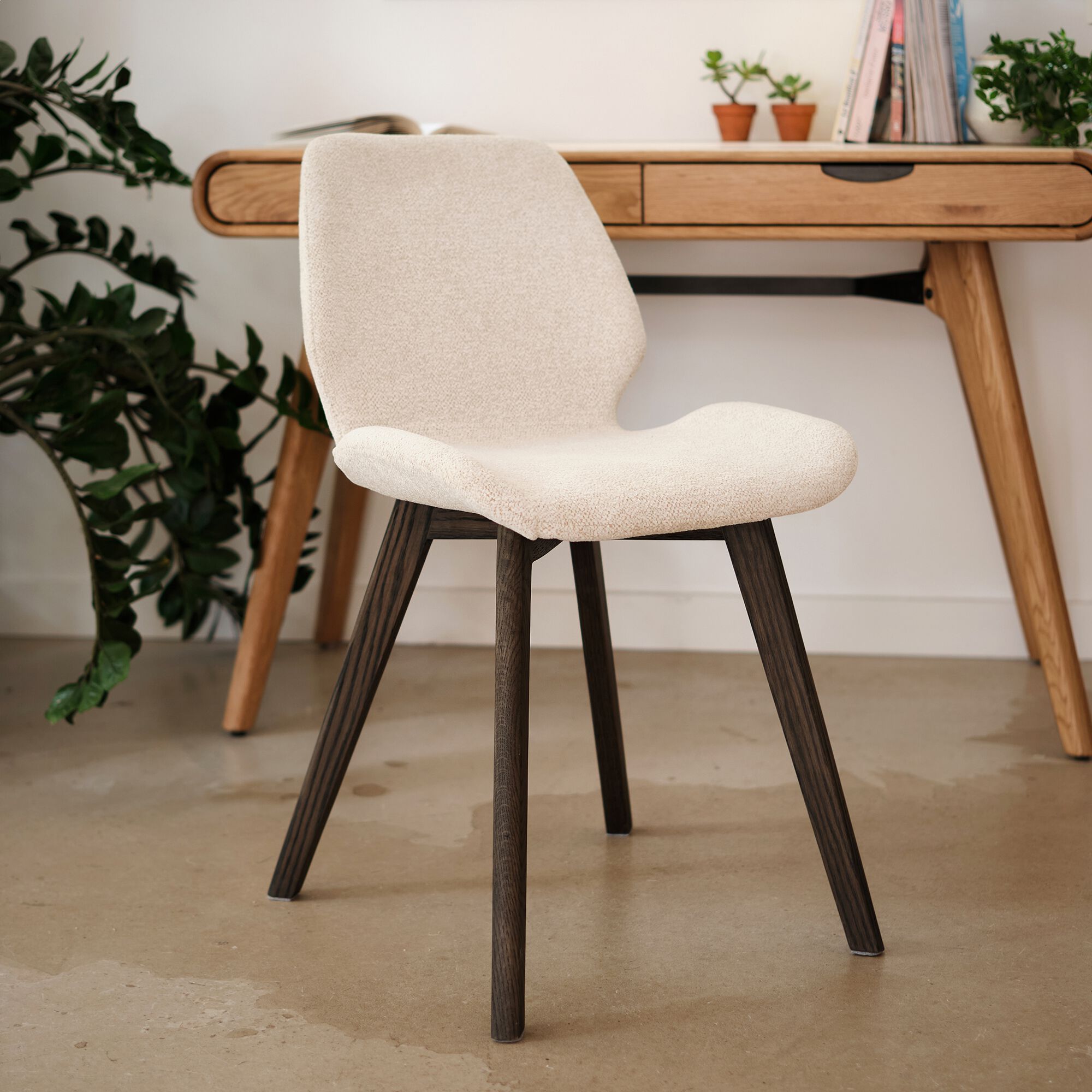 AFONSO - Chaise en tissu sans accoudoirs - beige