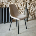 CALLAS - Chaise en tissu bouclettes et en métal - beige