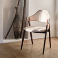 GARETTE - Chaise en tissu et effet bois foncé avec accoudoirs - beige alpilles