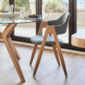 GARETTE - Chaise en tissu et effet bois clair avec accoudoirs - gris ardoise