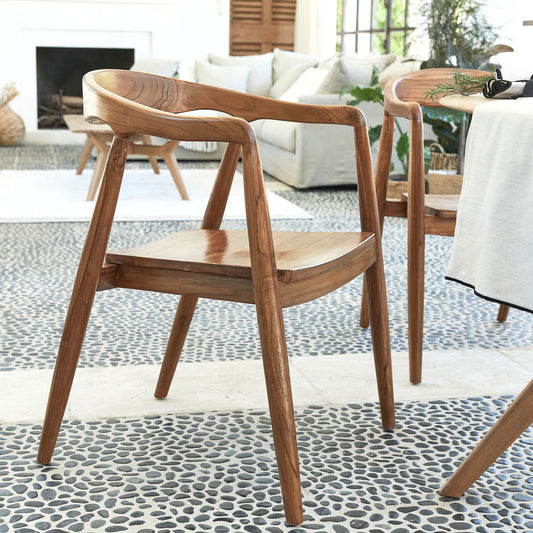IVANO - Chaise en teck avec accoudoirs - bois foncé