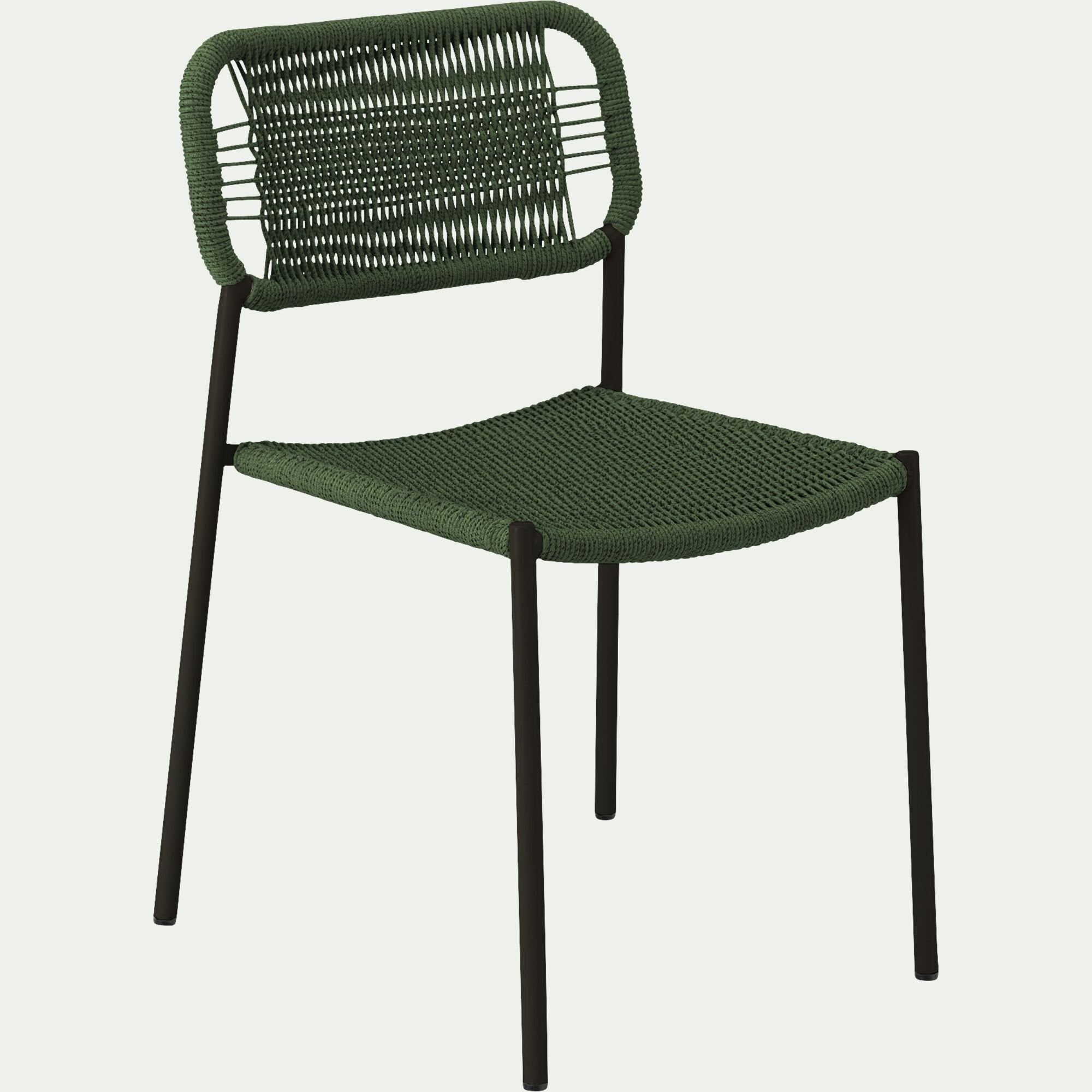 LIAMONE - Chaise de jardin en acier et cordage - vert