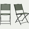 LIMONE - Chaise de jardin pliante acier et toile plastifiée - vert cèdre