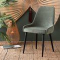 LIVNO - Chaise en tissu effet velours - vert cèdre
