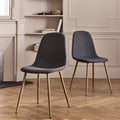 LOANA - Chaise en acier effet bois et tissu - gris ardoise