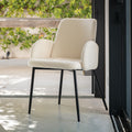 LOUMI - Chaise en tissu bouclette avec accoudoirs - blanc