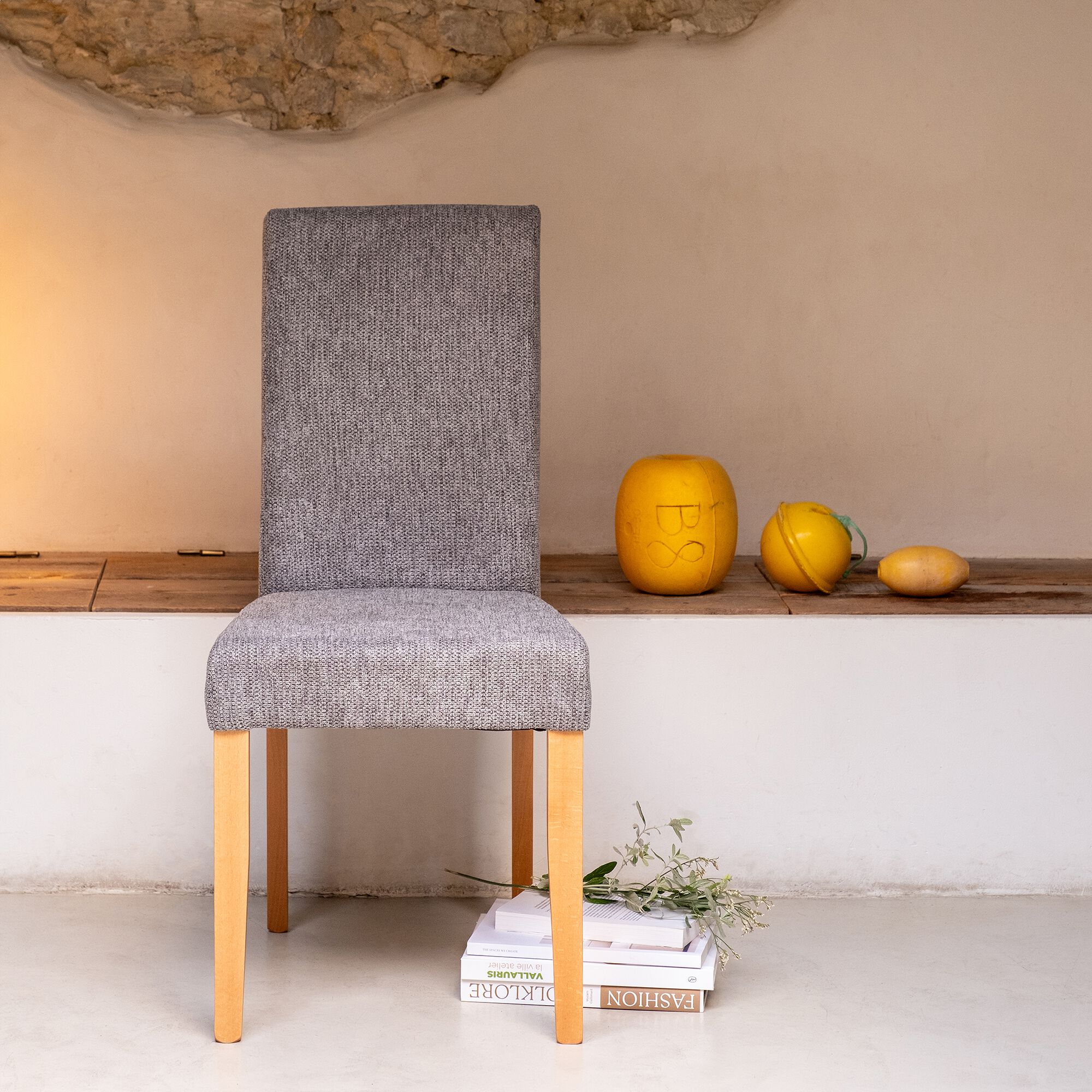 LUKAVAC - Chaise en tissu sans accoudoirs - gris