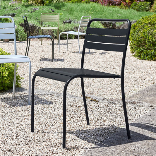 SOURIS - Chaise de jardin empilable en acier - noir