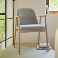 AIGUINES - Chaise de repas avec accoudoirs en tissu - gris