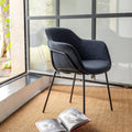 CHLOE - Chaise en velours côtelé avec accoudoirs - bleu autan