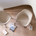 CHLOE - Chaise en velours côtelé avec accoudoirs - blanc ventoux