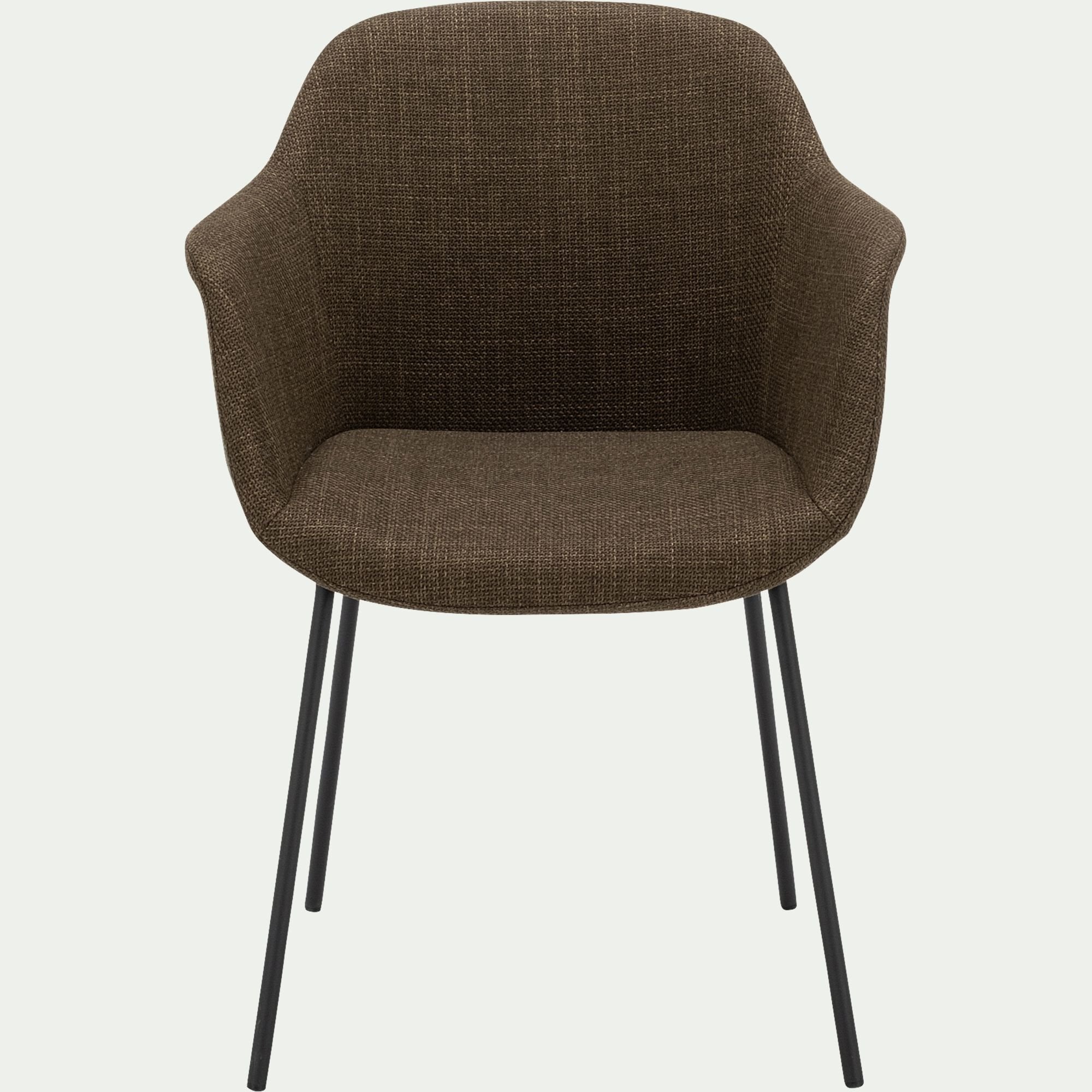 CHLOE - Chaise de repas avec accoudoirs en tissu - vert cèdre