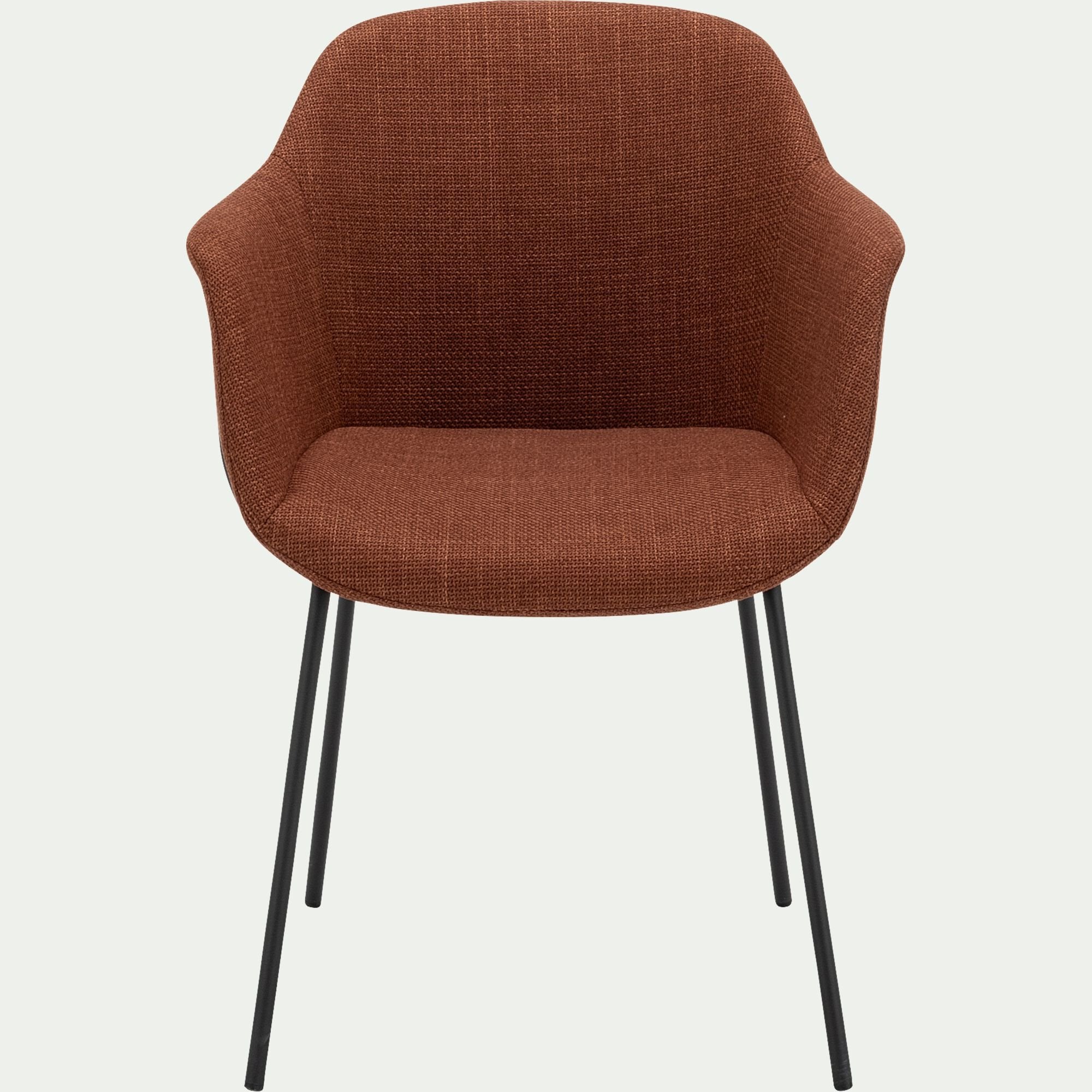 CHLOE - Chaise de repas avec accoudoirs en tissu - brun rustrel