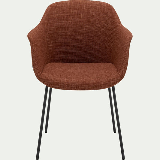 CHLOE - Chaise de repas avec accoudoirs en tissu - brun rustrel