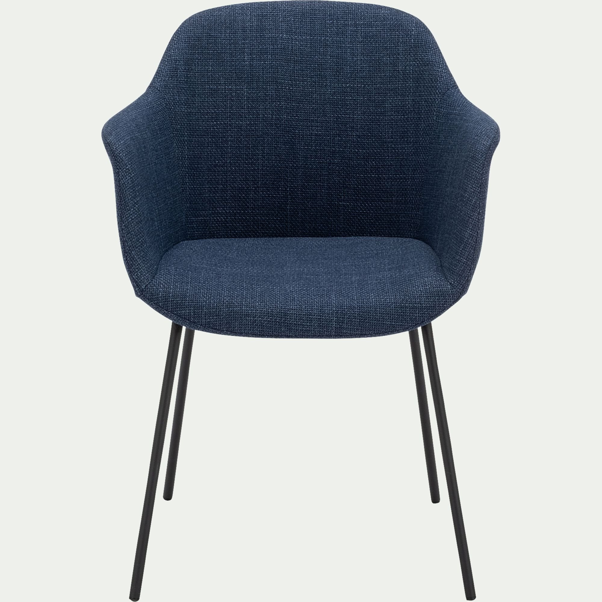 CHLOE - Chaise de repas avec accoudoirs en tissu - bleu figuerolles