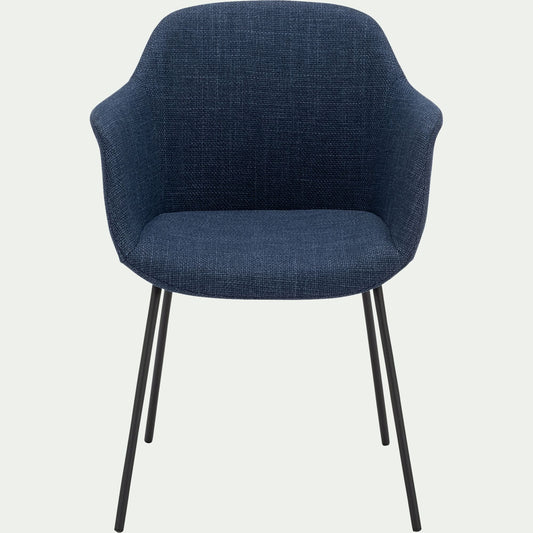 CHLOE - Chaise de repas avec accoudoirs en tissu - bleu figuerolles