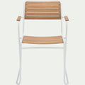 COLMARS - Chaise de jardin avec accoudoirs en aluminium et eucalyptus - blanc