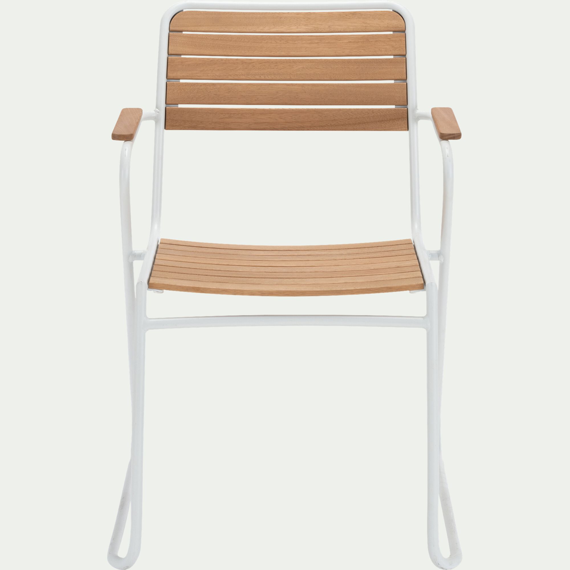 COLMARS - Chaise de jardin avec accoudoirs en aluminium et eucalyptus - blanc