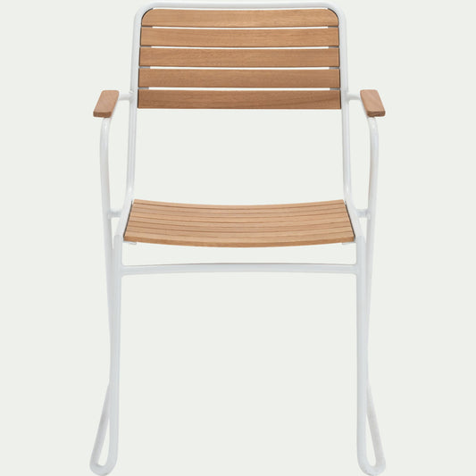 COLMARS - Chaise de jardin avec accoudoirs en aluminium et eucalyptus - blanc