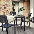 DOLE - Chaise de jardin empilable avec accoudoirs en aluminium - noir