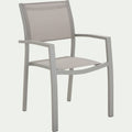 ELSA - Chaise de jardin empilable avec accoudoirs en textilène - gris vésuve