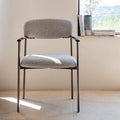 ELZEAR - Chaise avec accoudoirs en tissu et métal - gris