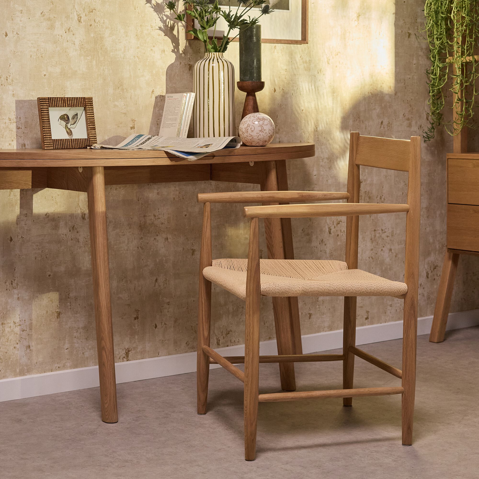 ESTACA - Chaise avec accoudoirs en bois de chêne - naturel