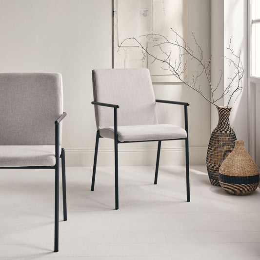JASPER - Chaise en tissu avec accoudoirs - gris borie