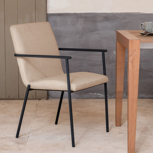 JASPER - Chaise en tissu avec accoudoirs - beige alpilles