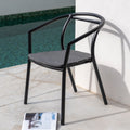 LAZZARO - Chaise de jardin avec accoudoirs en aluminium - noir