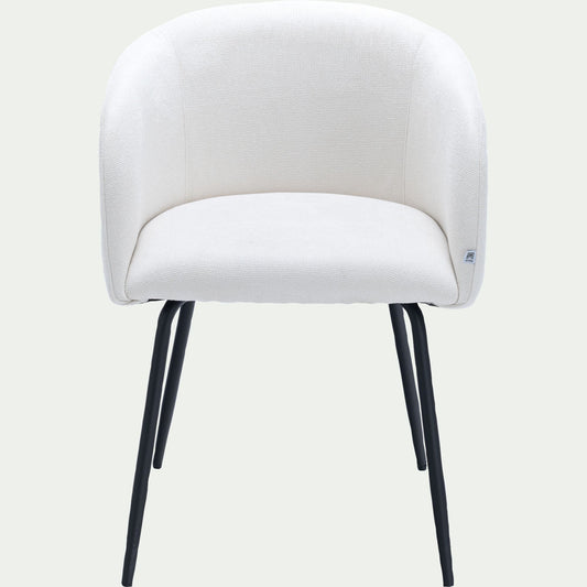PEILLE - Chaise en tissu et métal avec accoudoirs - blanc ventoux