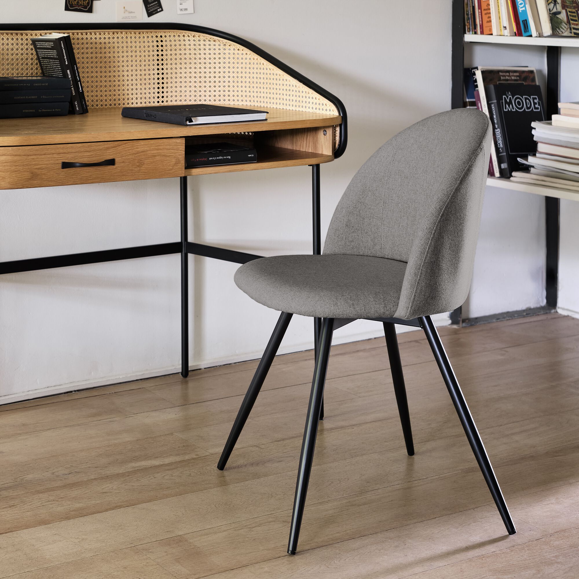 FIONA - Chaise de bureau pivotante en tissu - gris vésuve