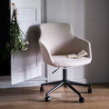 JORA - Chaise de bureau à roulettes en tissu - beige alpilles