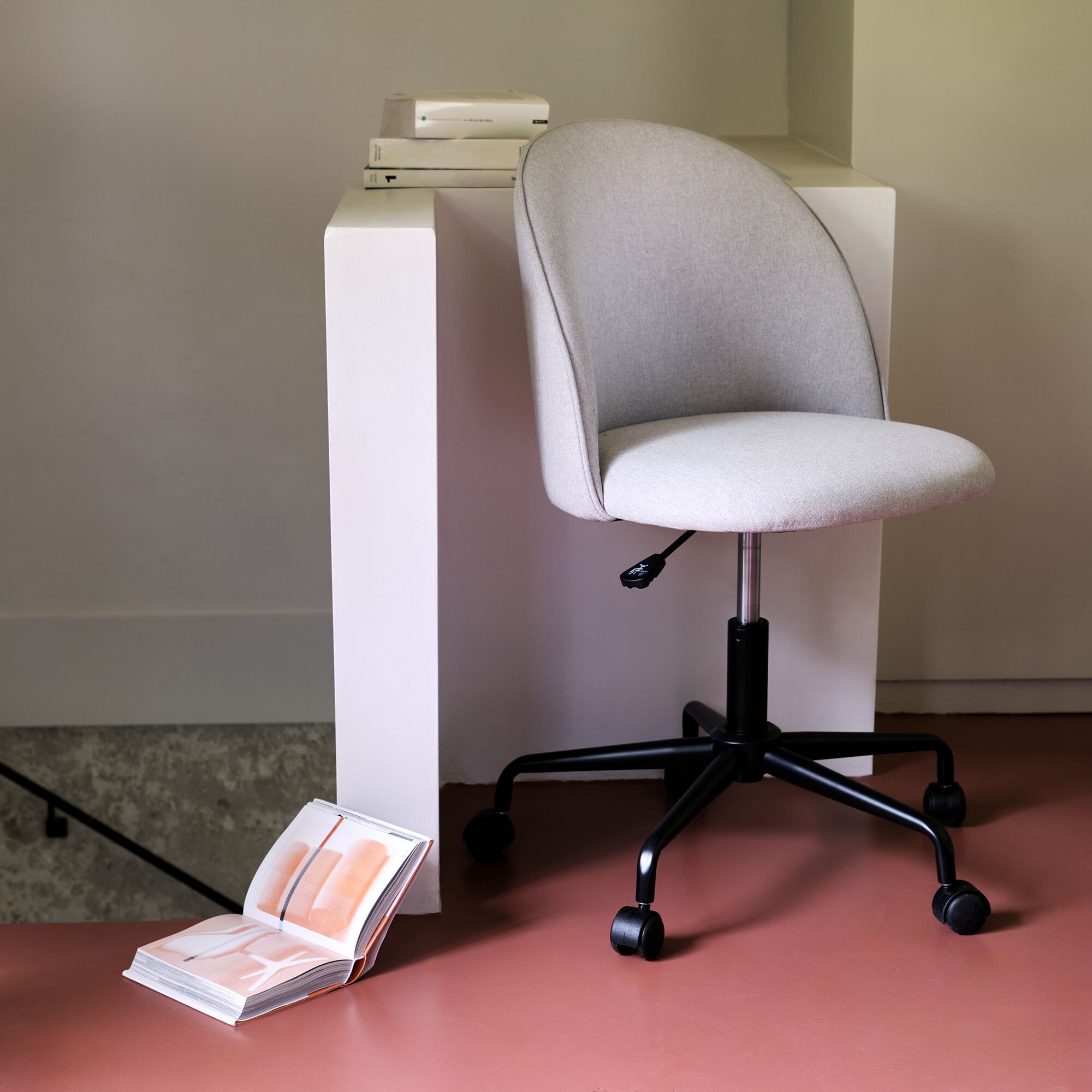JURI - Chaise de bureau dactylo en tissu à roulettes - gris borie