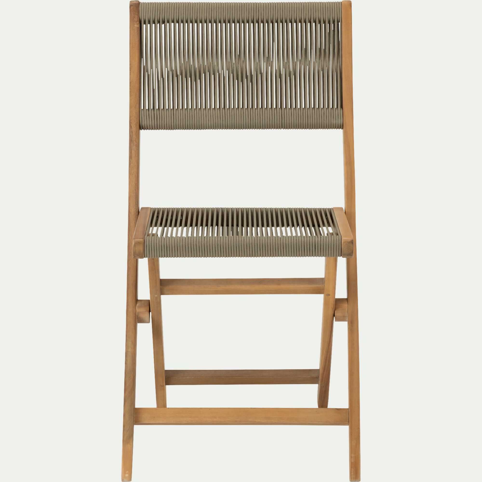 CADOLIVE - Chaise de jardin pliante en acacia et corde - bois clair