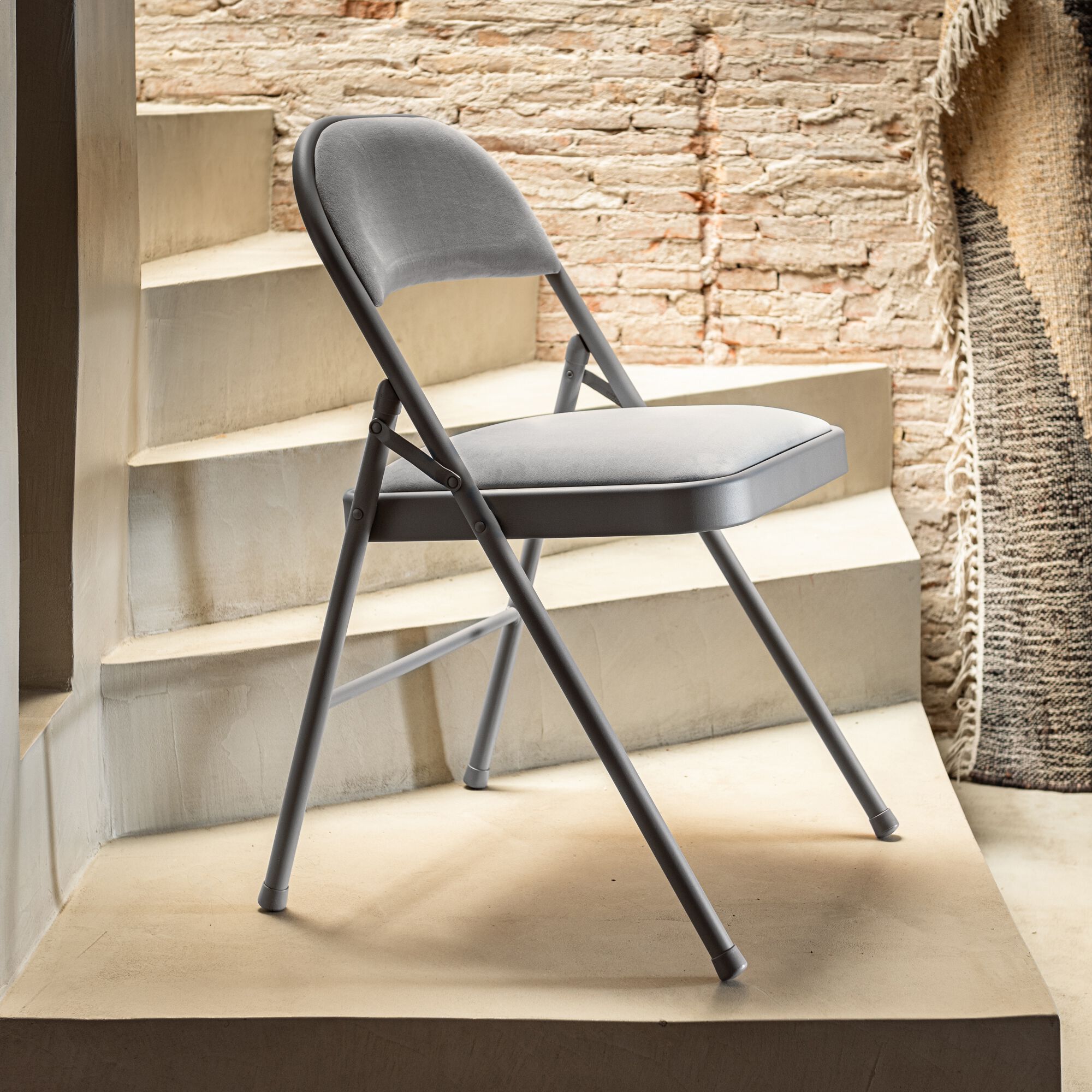 CASTA - Chaise pliante en métal et tissu - gris restanque