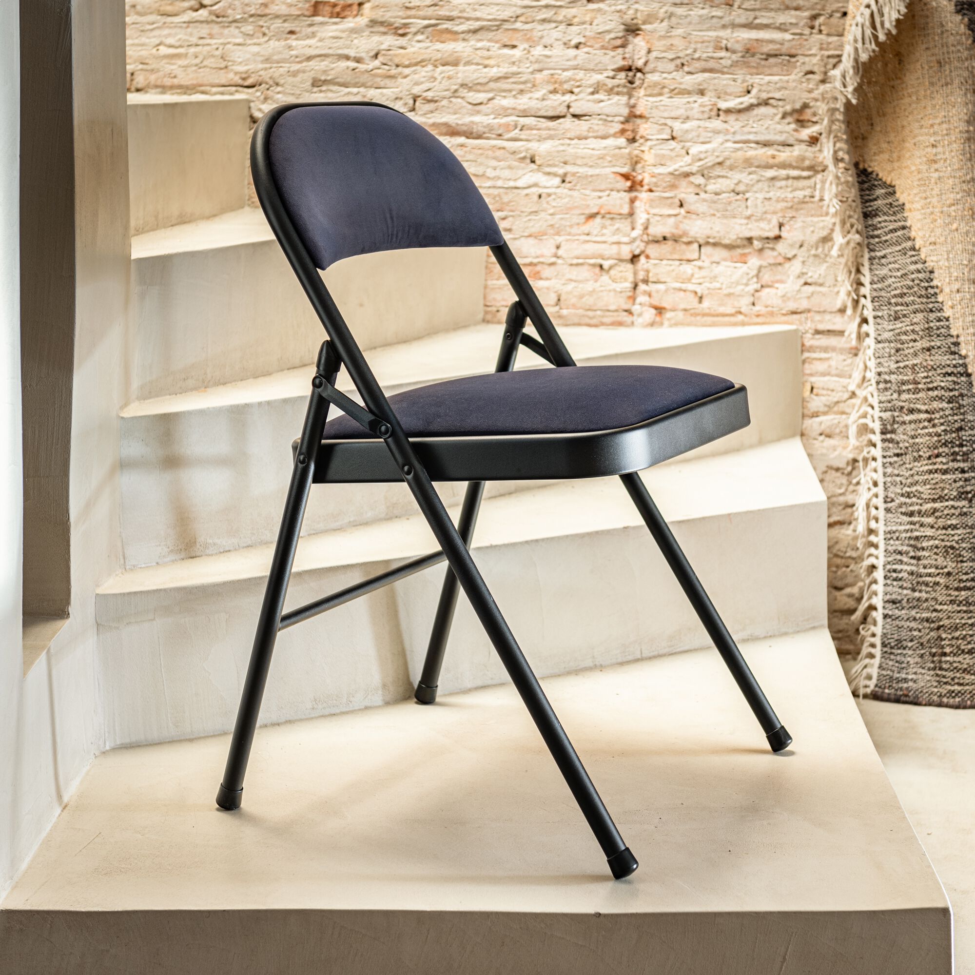 CASTA - Chaise pliante en métal et tissu - noir calabrun