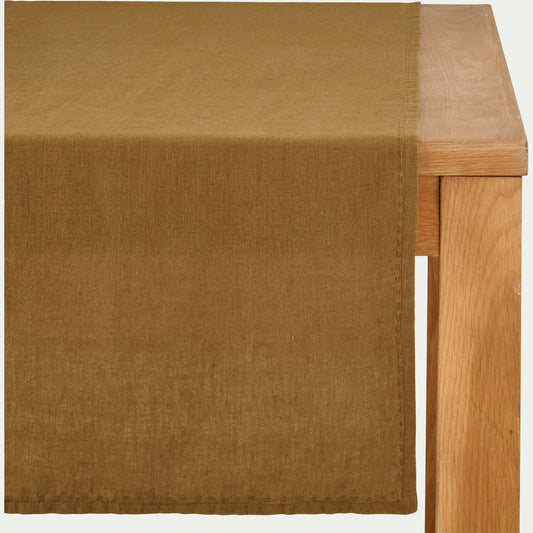 VINON - Chemin de table en lin lavé 50x150cm - brun alep