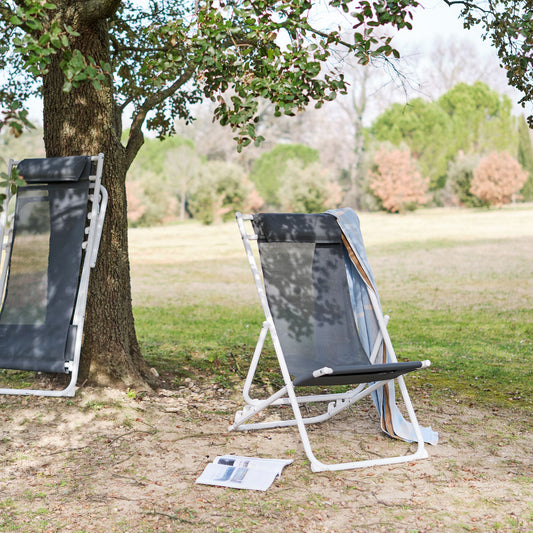 SALERNA - Chilienne en acier et toile enduite 3 positions - gris ardoise